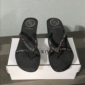 Guess Black Sandals with Multicolor Rhinestones